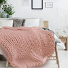 Gebreide deken roze 120x150cm