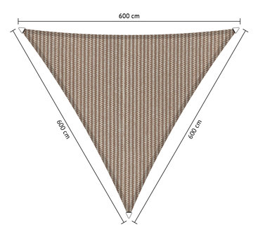 Schaduwdoek 600x600x600cm hdpe driehoek 