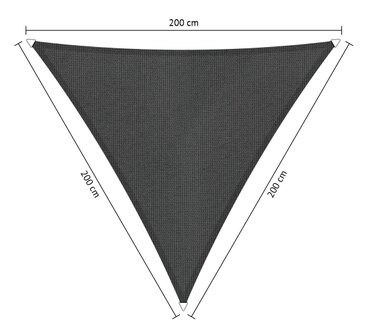Schaduwdoek antraciet 200x200x200cm driehoek hdpe