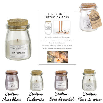 Geurkaars met houten lont Sandelhout