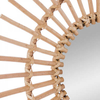 Rotan spiegel ronde zon 58cm