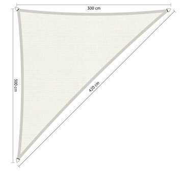 Outlet chaduwdoek 300x300x420cm Artic White hdpe driehoek