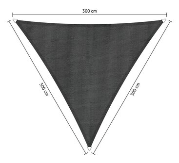 Outlet schaduwdoek 300x300x300cm Carbon Black hdpe driehoek
