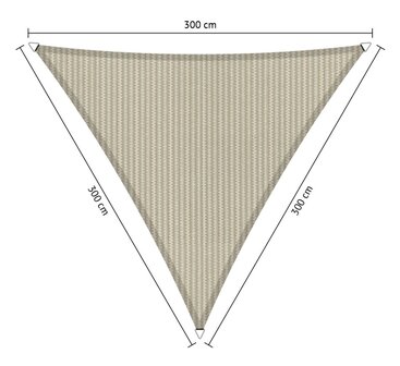 Outlet chaduwdoek 300x300x300cm Sahara Sand hdpe driehoek
