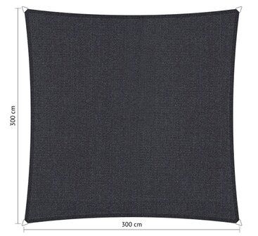 Outlet schaduwdoek 300x300cm Carbon Black hdpe vierkant