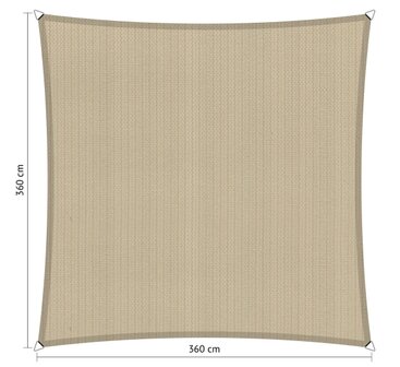 Premium schaduwdoek 3.6x3.6m vierkant waterdoorlatend Neutral Sand