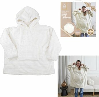 Snuggle hoodie met horizontale streep patroon wit