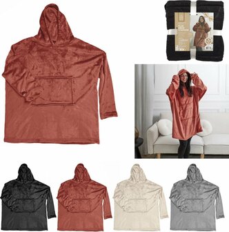 Snuggle hoodie met bladprint en capuchon | kleur beige - cr&egrave;me