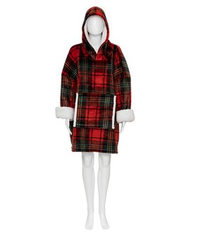 Hoodie tartan geblokt met voering en capuchon