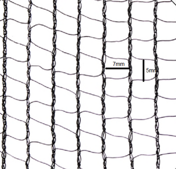 Knooploos bladernet 16x25m maas 5x7mm 