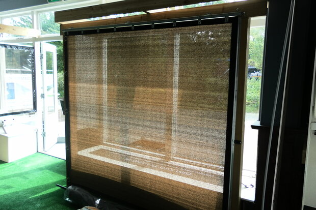 Verandadoek met schuif/railsysteem breed 450cm x hoog 200-240cm