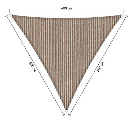 Schaduwdoek 600x600x600cm hdpe driehoek 