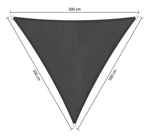 Schaduwdoek 300x300x300cm hdpe driehoek