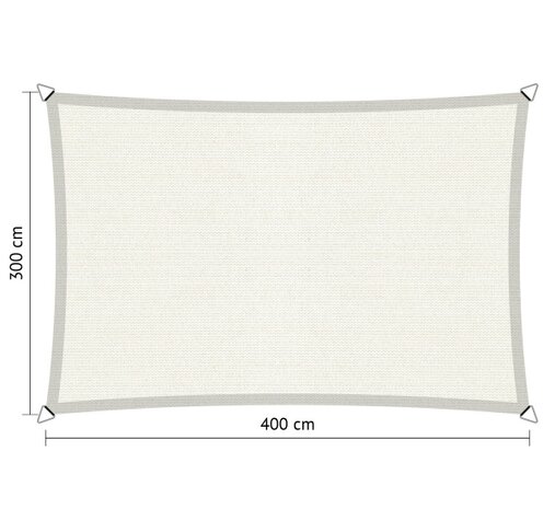 Schaduwdoek wit 300x400cm rechthoek hdpe
