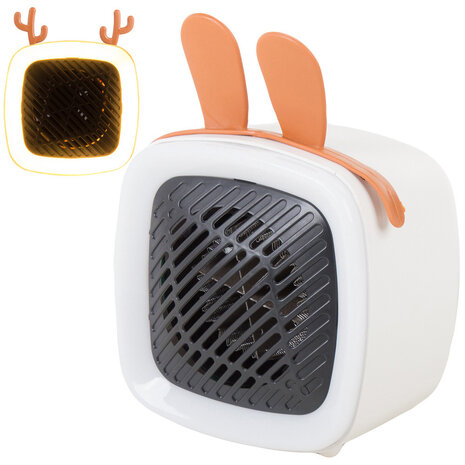 Mini heater met led verlichting en decoratie oortjes wit