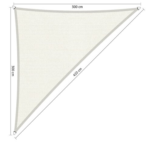 Outlet chaduwdoek 300x300x420cm Artic White hdpe driehoek