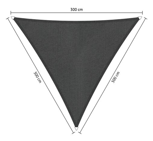 Outlet schaduwdoek 300x300x300cm Carbon Black hdpe driehoek