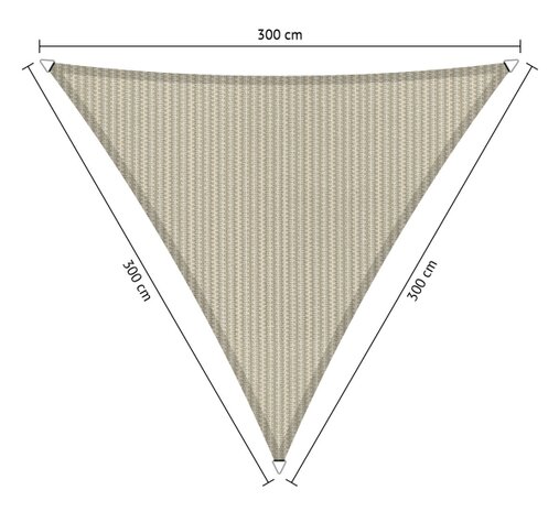 Outlet chaduwdoek 300x300x300cm Sahara Sand hdpe driehoek