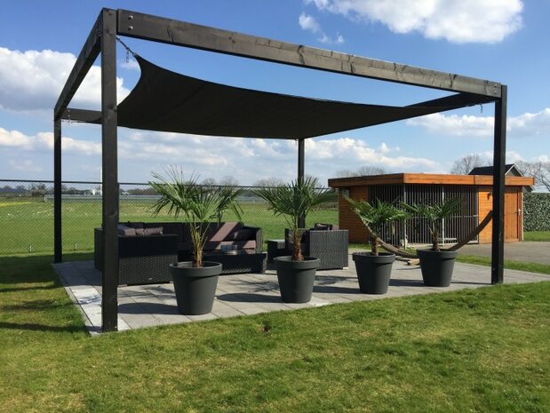 Outlet schaduwdoek 200x400cm Carbon Black hdpe rechthoek
