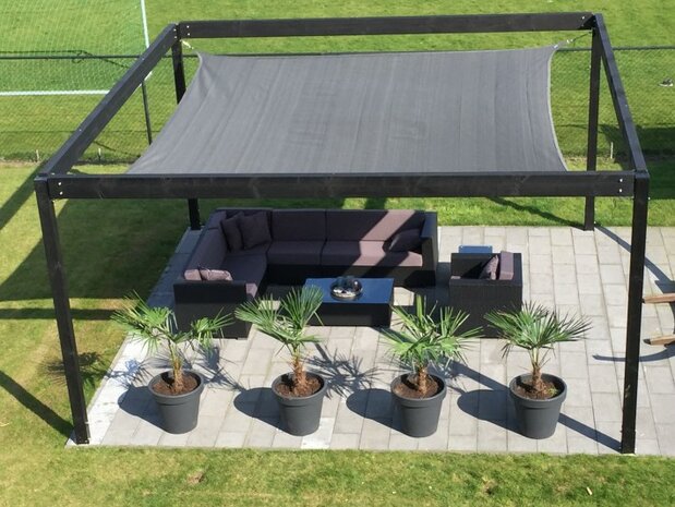 Outlet schaduwdoek 200x400cm Carbon Black hdpe rechthoek