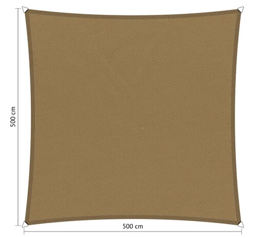 Premium schaduwdoek 5x5m vierkant waterafstotend Original Camel