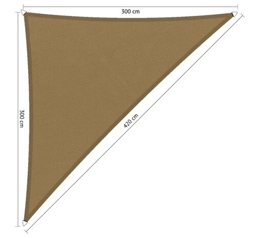 Premium schaduwdoek 3x3x4.2m driehoek waterafstotend Original Camel