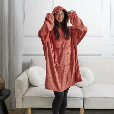 Snuggle hoodie met bladprint en capuchon | kleur zwart