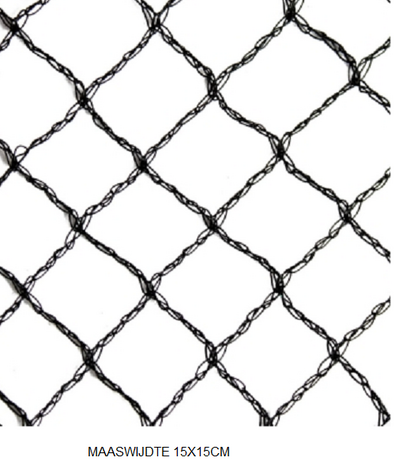 Knooploos bladernet 4x25m maas 15x15mm 