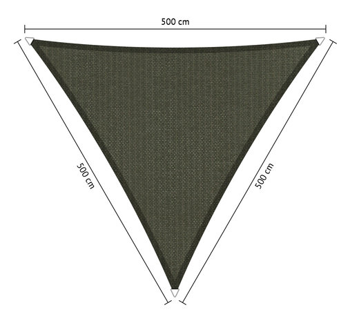 Schaduwdoek 500x500x500cm hdpe driehoek