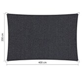 Outlet schaduwdoek 200x400cm Carbon Black hdpe rechthoek Outlet schaduwdoek 200x400cm Carbon Black hdpe rechthoek