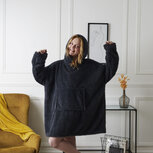 Snuggle geribbelt fleece, antraciet met capuchon