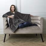 Snuggle fleecedeken met capuchon met sherpa voering antraciet 