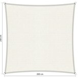 Premium schaduwdoek 2x2m vierkant waterdoorlatend Artic White