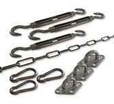 RVS bevestiging set schaduwdoek driehoek  RVS bevestiging set schaduwdoek driehoek